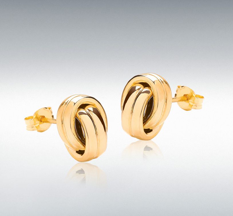 9ct Yellow Gold 8mm x 11mm Knot Stud Earrings