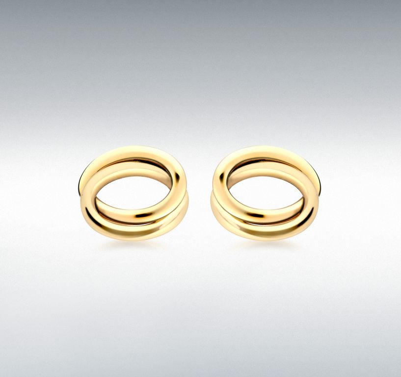 9ct Yellow Gold 11.5mm x 9.5mm Oval Stud Earrings