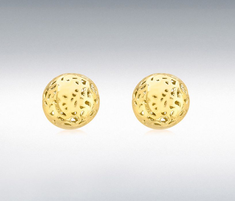 9ct Yellow Gold 7mm Cutout Dome Stud Earrings