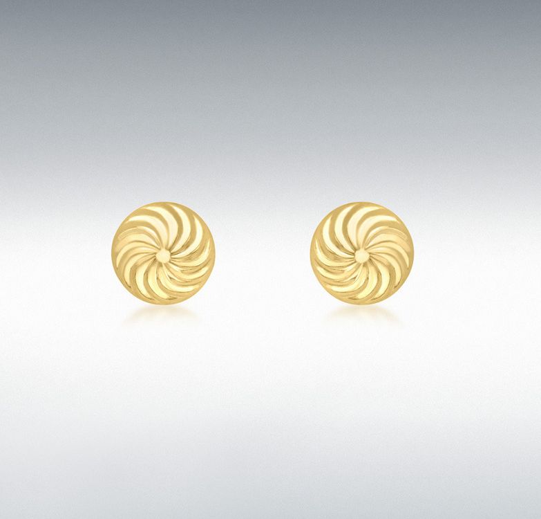 9ct Yellow Gold 8mm Swirl-Detail Dome Stud Earrings 9ct Yellow Gold 8mm Swirl-Detail Dome Stud Earrings