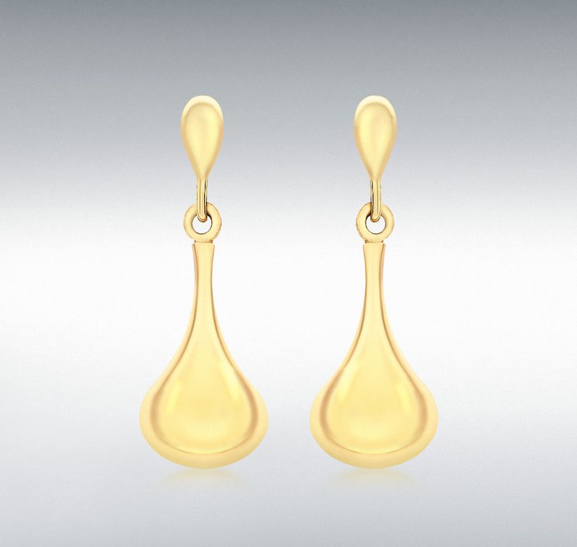9ct Yellow Gold 8mm x 22mm Bell Drop Earring