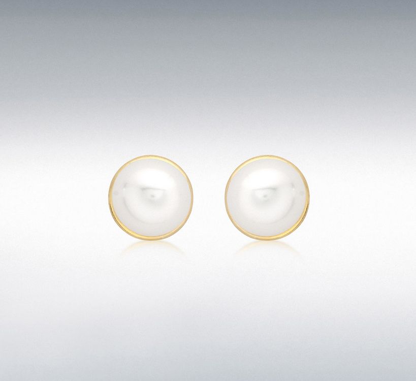 9ct Yellow Gold 5mm Freshwater Pearl 6mm Stud Earrings