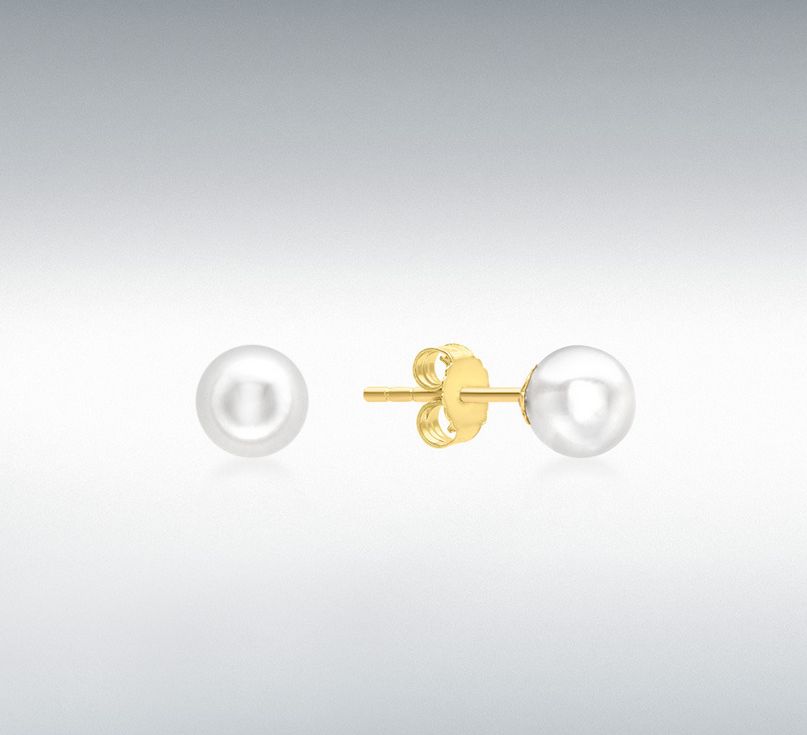9ct Yellow Gold 5mm Freshwater Pearl Studs