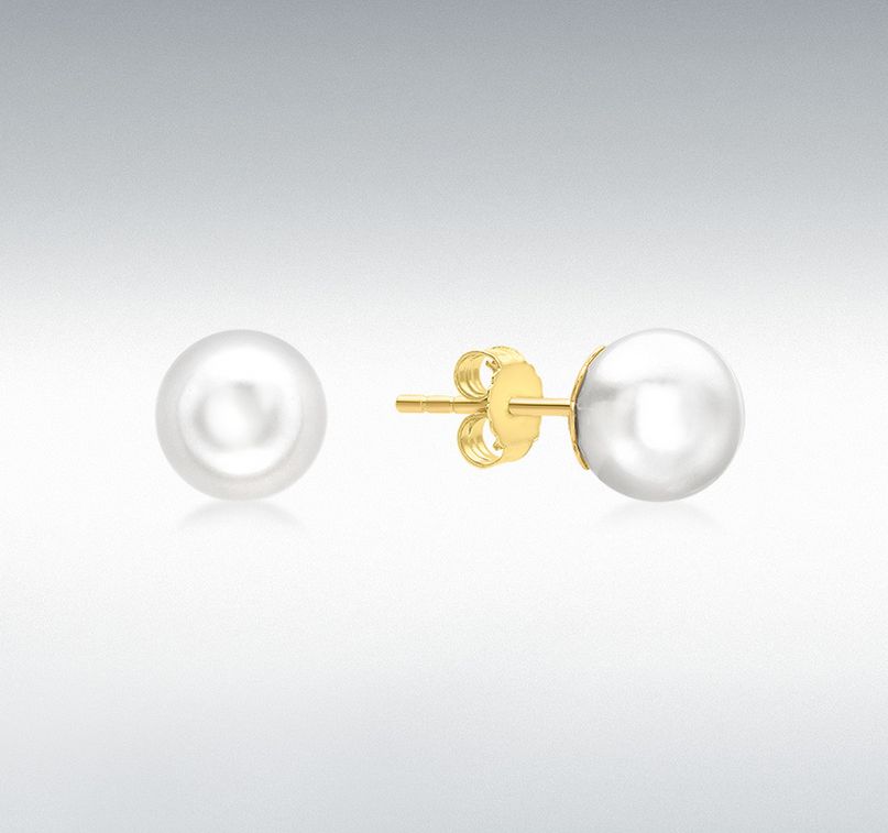 9ct Yellow Gold 7mm Freshwater Pearl Studs