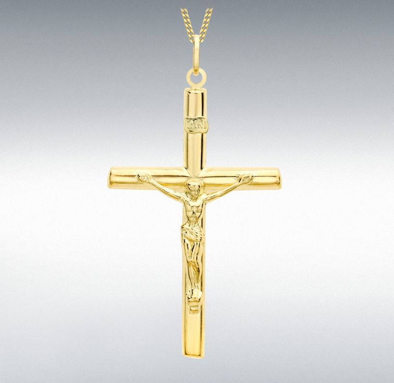9ct Yellow Gold Crucifix Pendant 29mm x 48mm