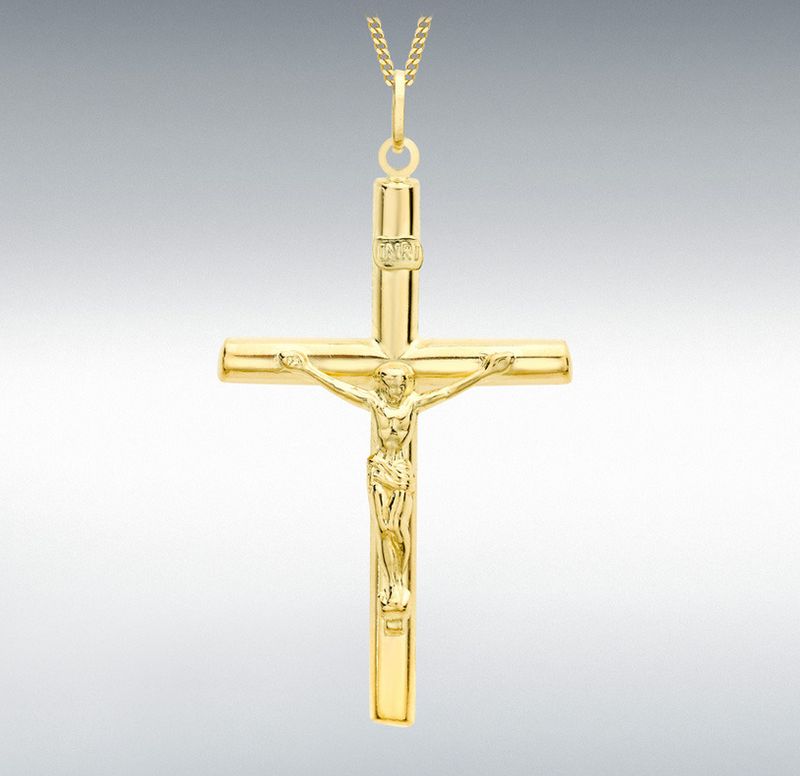 9ct Yellow Gold Crucifix Pendant 29mm x 48mm