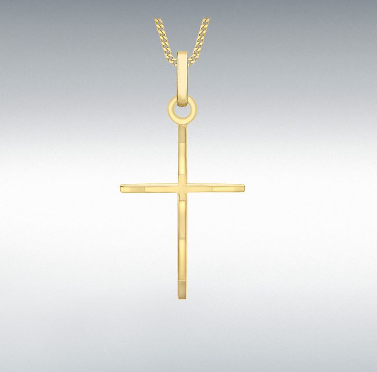 9ct Yellow Gold Fancy Cross Pendant 15mm x 30mm