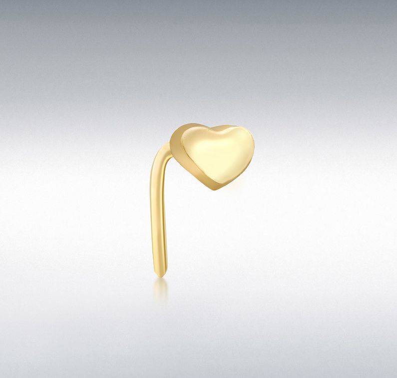 9ct Yellow Gold Heart Shape Nose Piercing