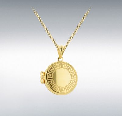 9ct Yellow Gold Round Greek Style Locket 9ct Yellow Gold Round Greek Style Locket