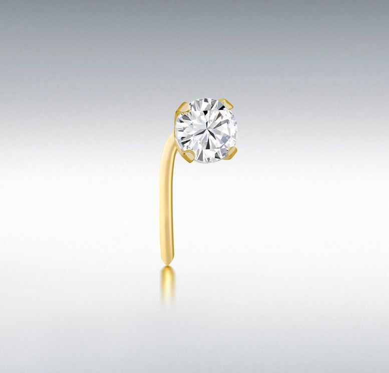9ct Yellow Gold 3mm CZ Nose Piercing