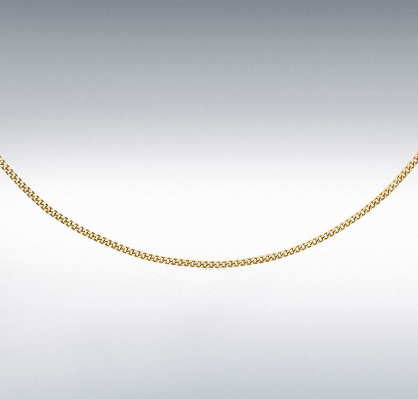 18ct Yellow Gold Diamond Cut Curb Chain 41cm/16&quot; - 46cm/18&quot;