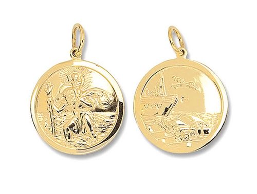 9ct Yellow Gold Round Double Sided St Christopher