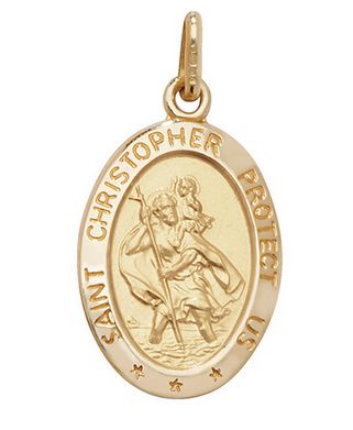 9ct Yellow Gold Oval St Christopher