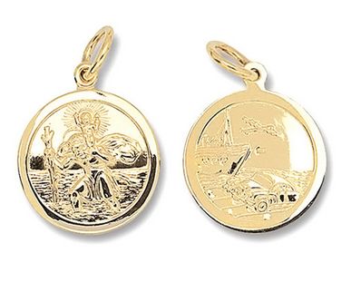 9ct Yellow Gold Round Double Sided St Christopher PN282
