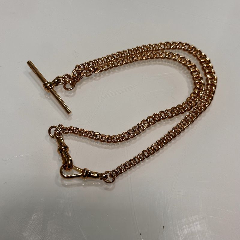 Pre-Owned 9ct Rose Gold 15.5” Vintage Watch Chain