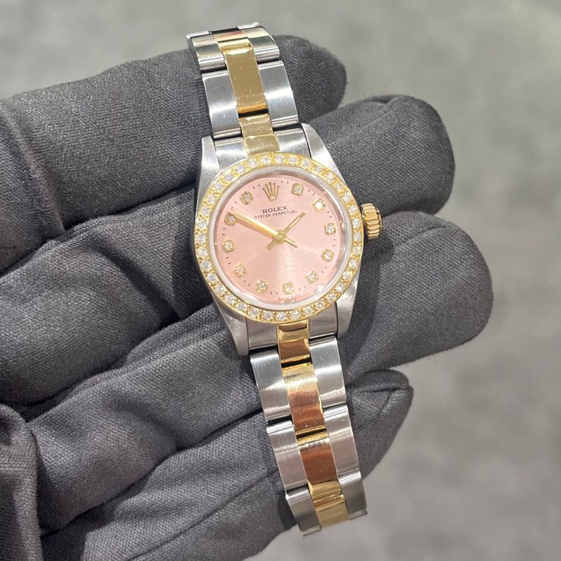 Pre-Owned Rolex Oyster Perpetual Non Date Custom Diamond Set Watch 67183