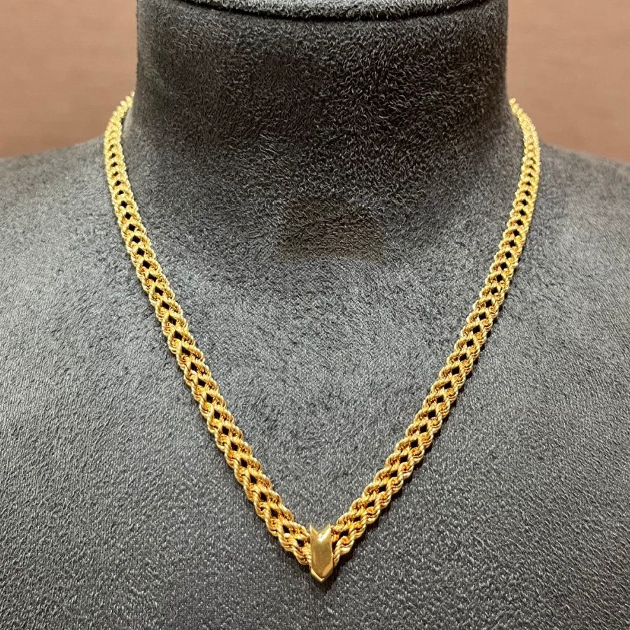 Pre-Owned 9ct Yellow Gold Double Rope 16” Necklace