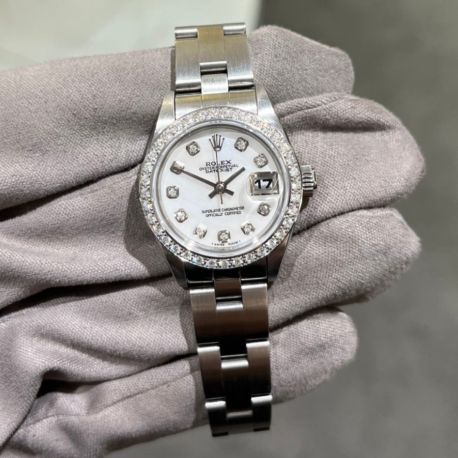 Pre-Owned Rolex Oyster Perpetual Steel Custom Diamond Set Datejust 69160