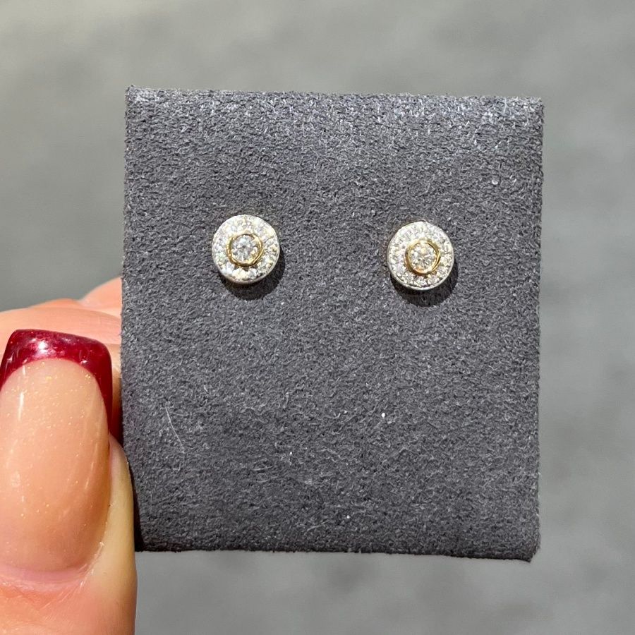 Pre-Owned 9ct Yellow Gold 0.30ct Diamond Halo Earrings