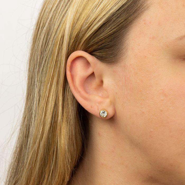 Silver Yellow Gold Plated April Birthston Studs