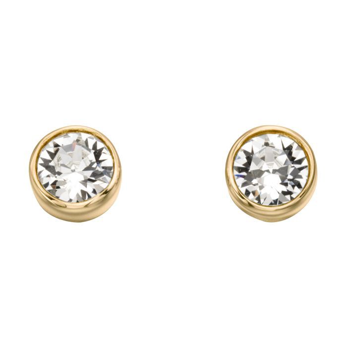 Silver Yellow Gold Plated April Birthston Studs
