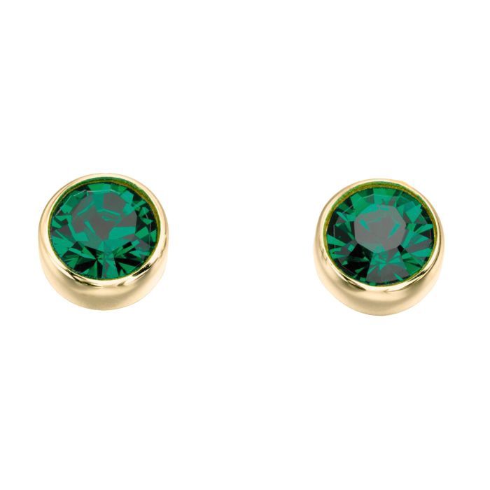 Silver Yellow Gold Plated May Birthston Studs