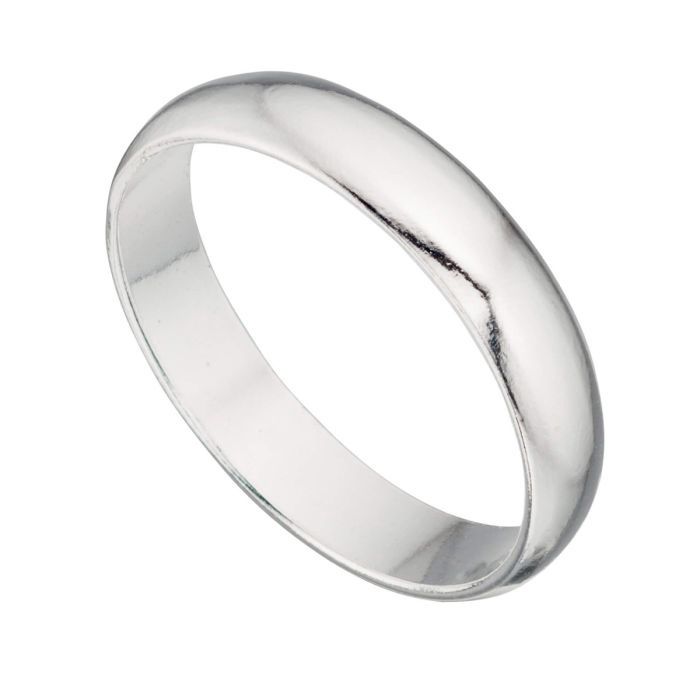 Silver 4mm Curved Band Ring