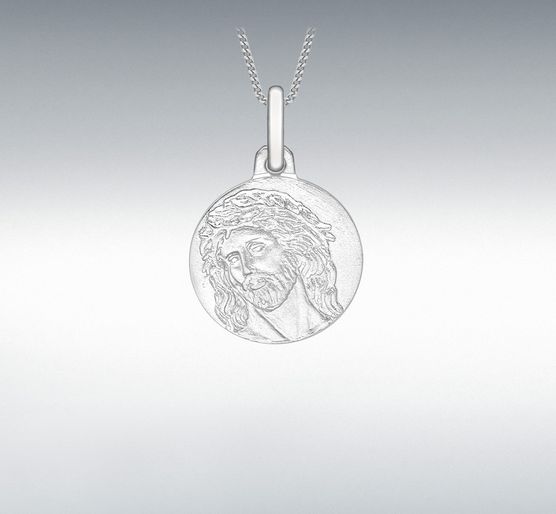 9ct White Gold Jesus Face Pendant