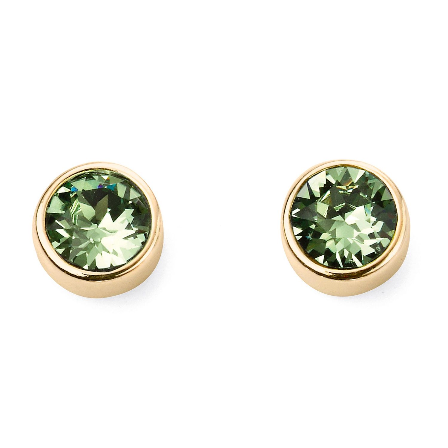 Silver Gold Plated  Birthstone Peridot Crystal Stud Earrings