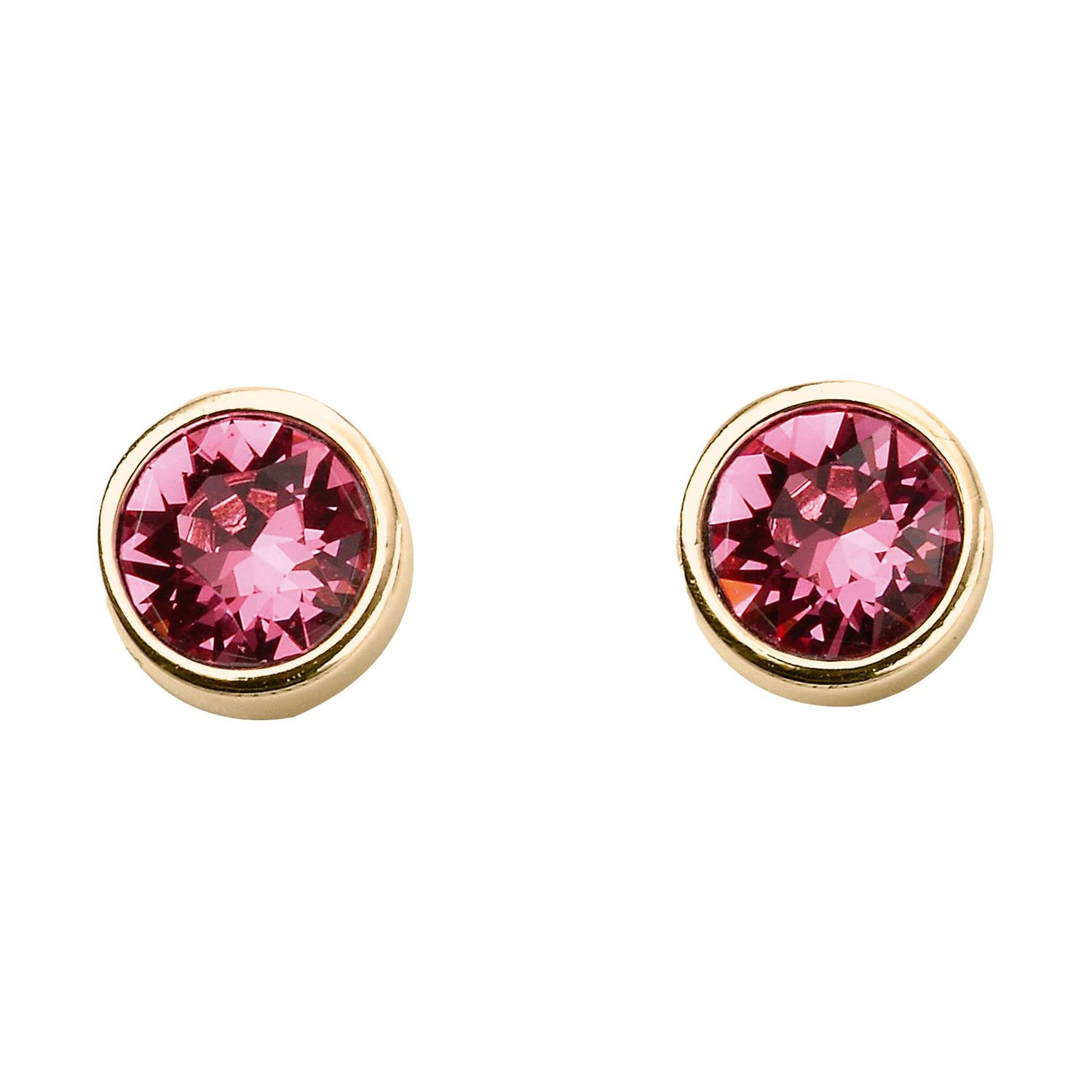Silver Gold Plated October Birthstone Rose Crystal Stud Earrings