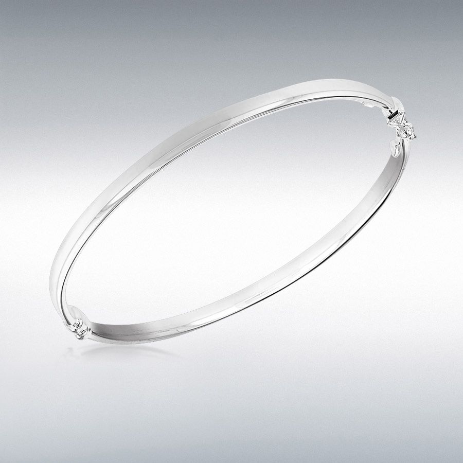 Sterling Silver 4mm x 2mm Oval Tube Polished Oval Bangle
