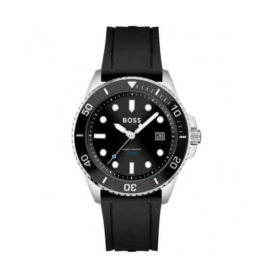 BOSS Ace Men&#39;s Black Silicone Strap Watch