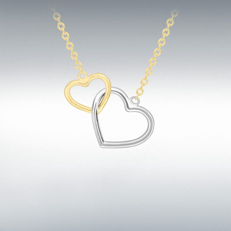 9ct 2-Colour Gold Interlocked-Hearts Necklace
