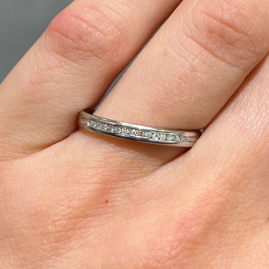Pre-Owned Palladium Channel Set Diamond Half Eternity Ring