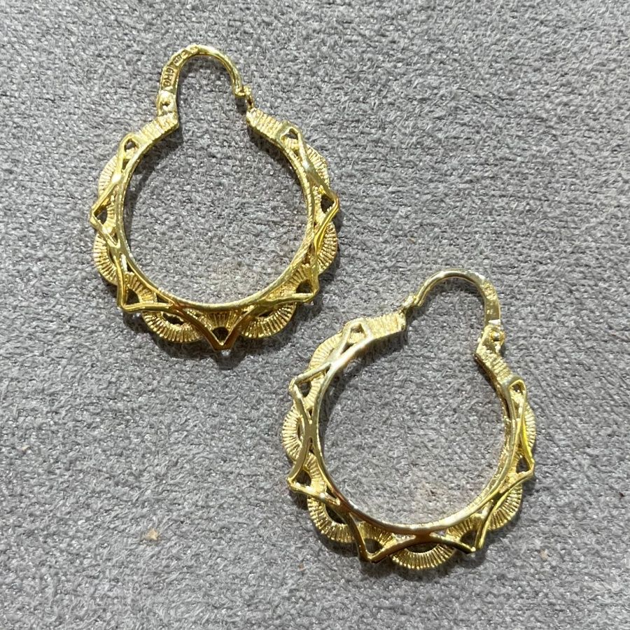 Pre-Owned 18ct Yellow Gold Fancy Creole Style Hoop Earrings