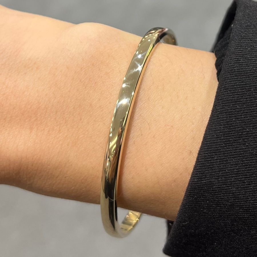 Pre-Owned 9ct Yellow Gold Solid Soft Court Slave Bangle 21g