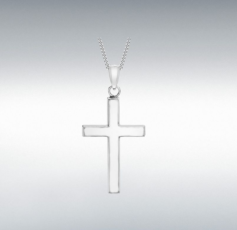 9ct White Gold 15mm x 25mm Cross Pendant