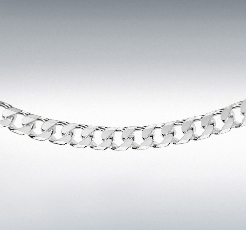 Sterling Silver 130 Diamond Cut Panza Curb Chain 51cm/20&quot;