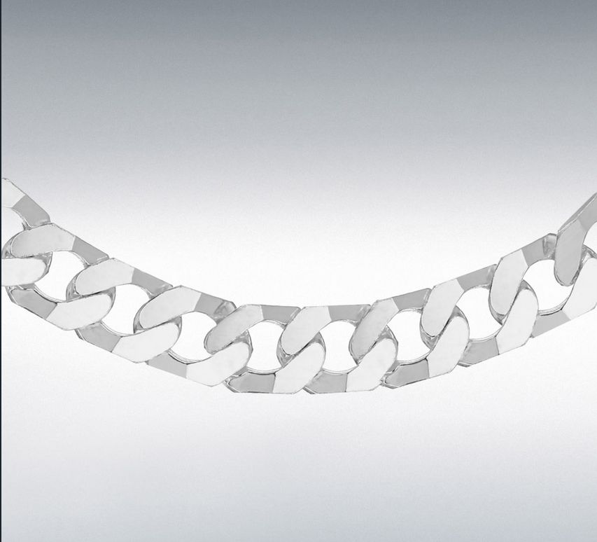 Sterling Silver 7mm 180 Flat Square-Link Curb Chain 51cm/20&quot;