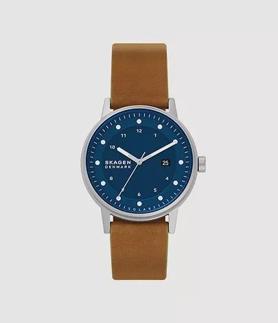 Skagen Henriksen Solar-Powered Medium Brown LiteHide Leather Strap Watch