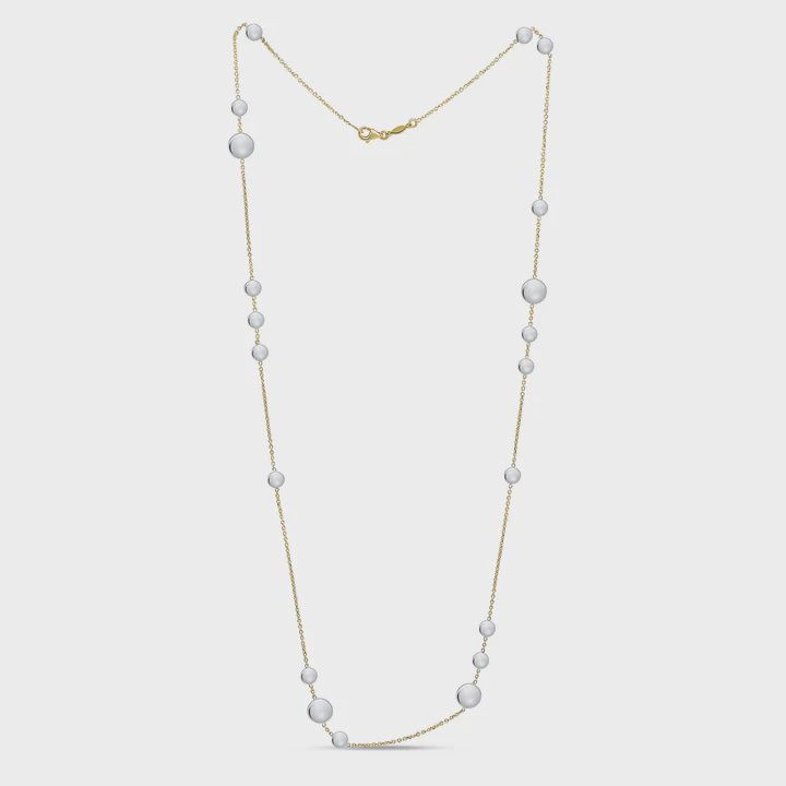 9ct Two Tone Yellow Gold Chain with White Gold Round Flat Discs 24 inch