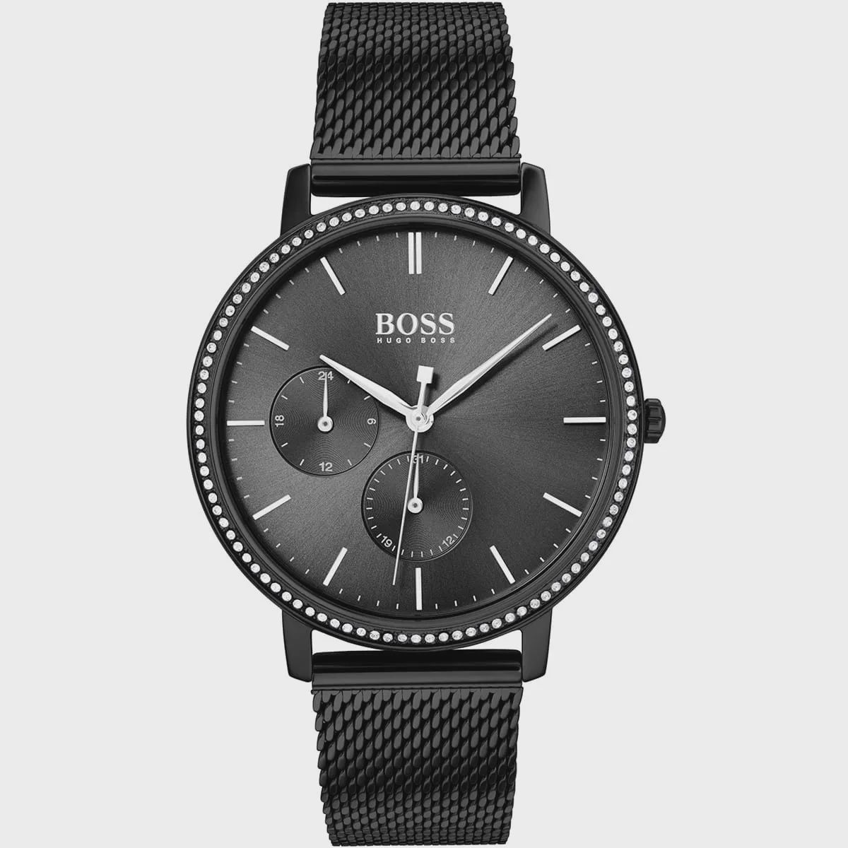 BOSS Ladies Infinity Watch Black Mesh Bracelet