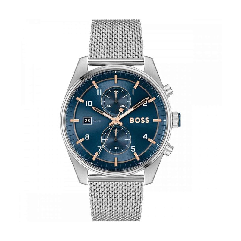 BOSS Mens Skytraveller Mesh Watch Blue Dial