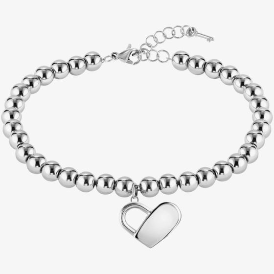 BOSS Stainless Steel Heart Beaded Bracelet