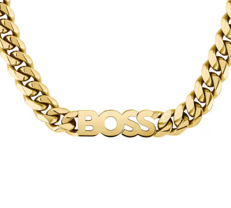 BOSS Stainless Steel Gold Plated Kassy Mens Necklace