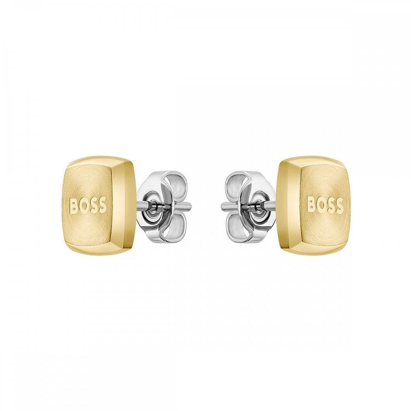 BOSS Gent&#39;s Yann Gold Plated Steel Square Stud Earrings