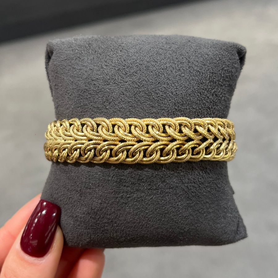 Pre-Owned 9ct Yellow Gold Fancy Bracelet CZ Set Clasp