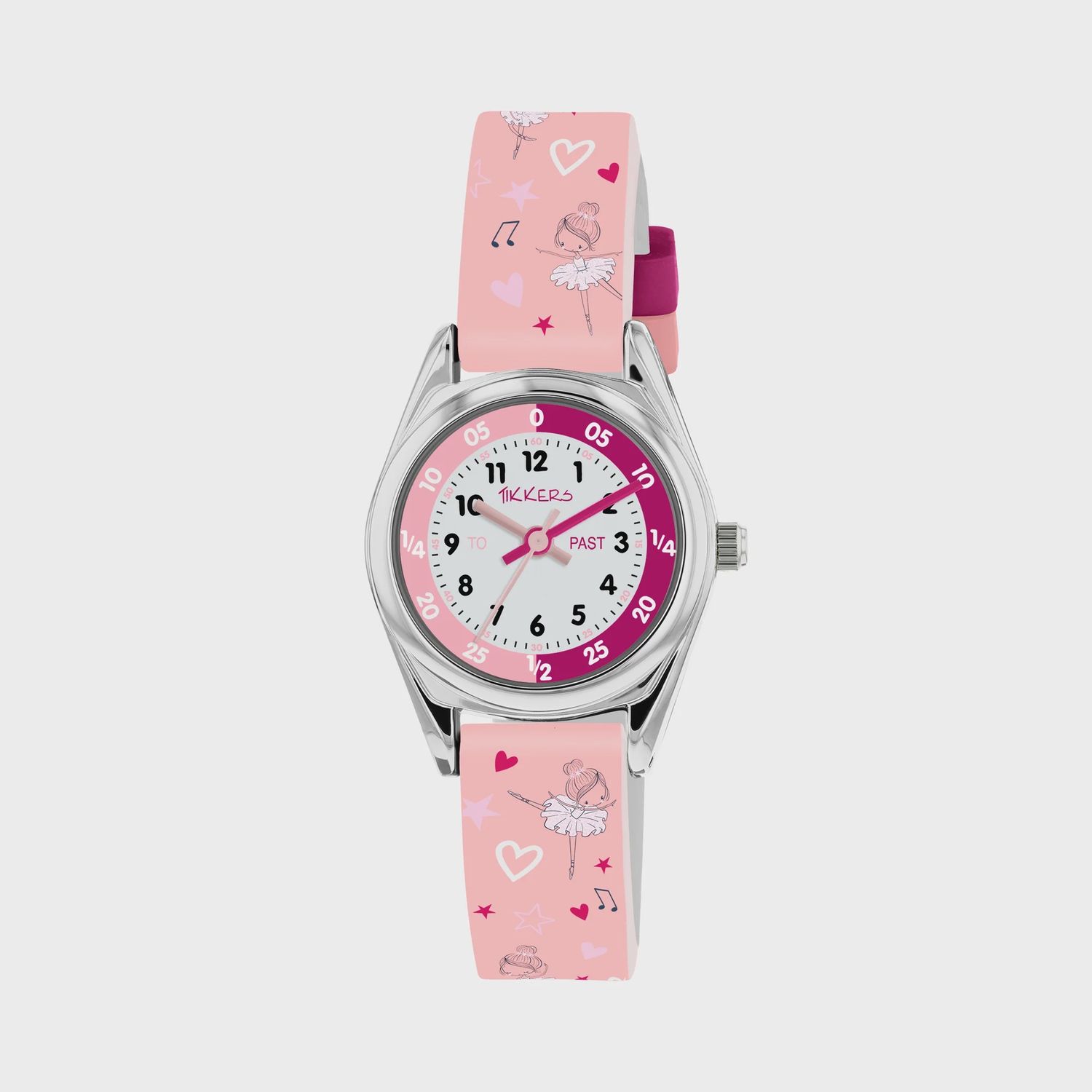 Tikkers Silicone Strap Time Teacher Ballet Dancer Watch Pink