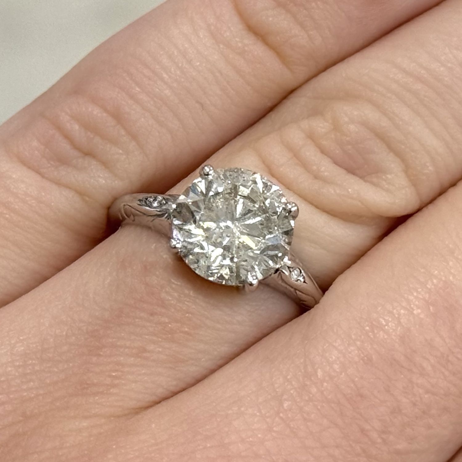 Pre-Owned 18ct White Gold 3.57ct Round Brilliant Diamond Solitaire Ring