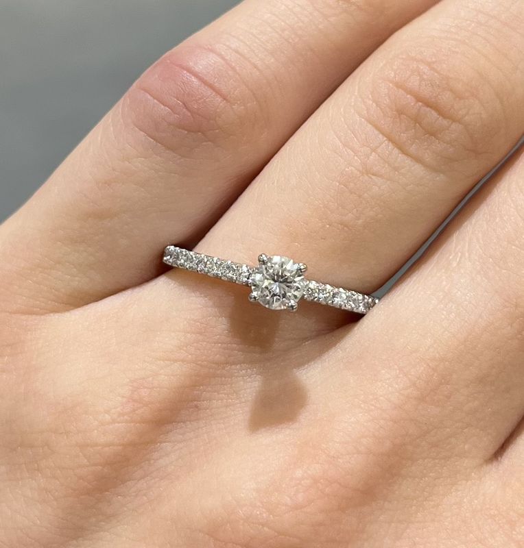 Platinum 0.61ct Diamond Hidden Halo Solitaire Ring